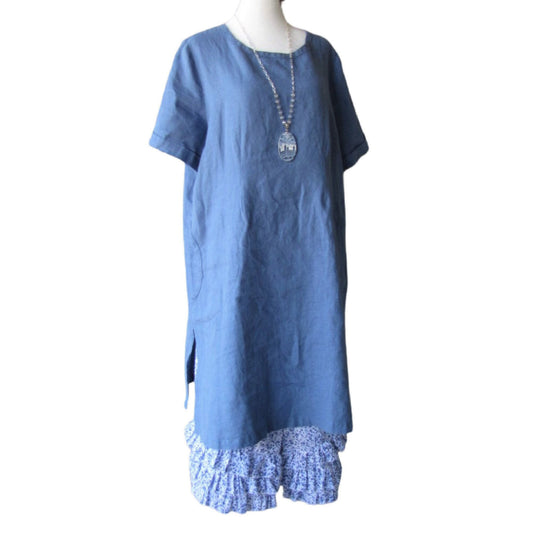 Handmade Linen Kaftan Tunic Dress: Small-Medium, Side Slits