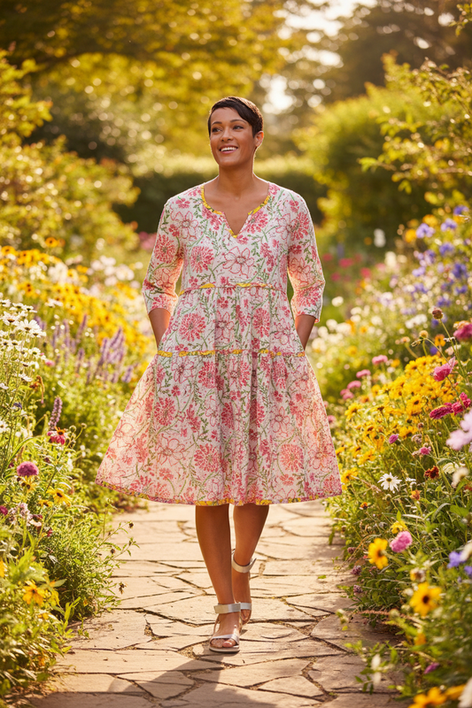 Hayley Tiered Dress in Paradise print