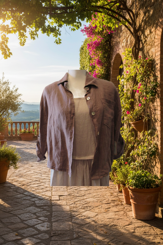 Cropped Italian Linen Jacket | Mocha