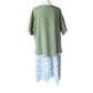 Green Linen Hi-Low Topper - Frayed Neckline, Lightweight Layering