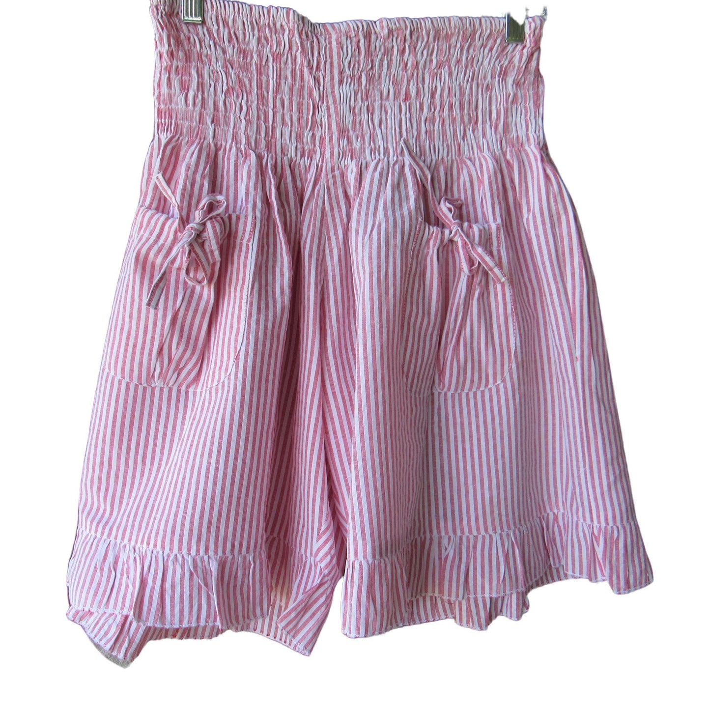 Cotton Shorts, Ruffle Legs, Tie Pockets, One Size, loose fitting