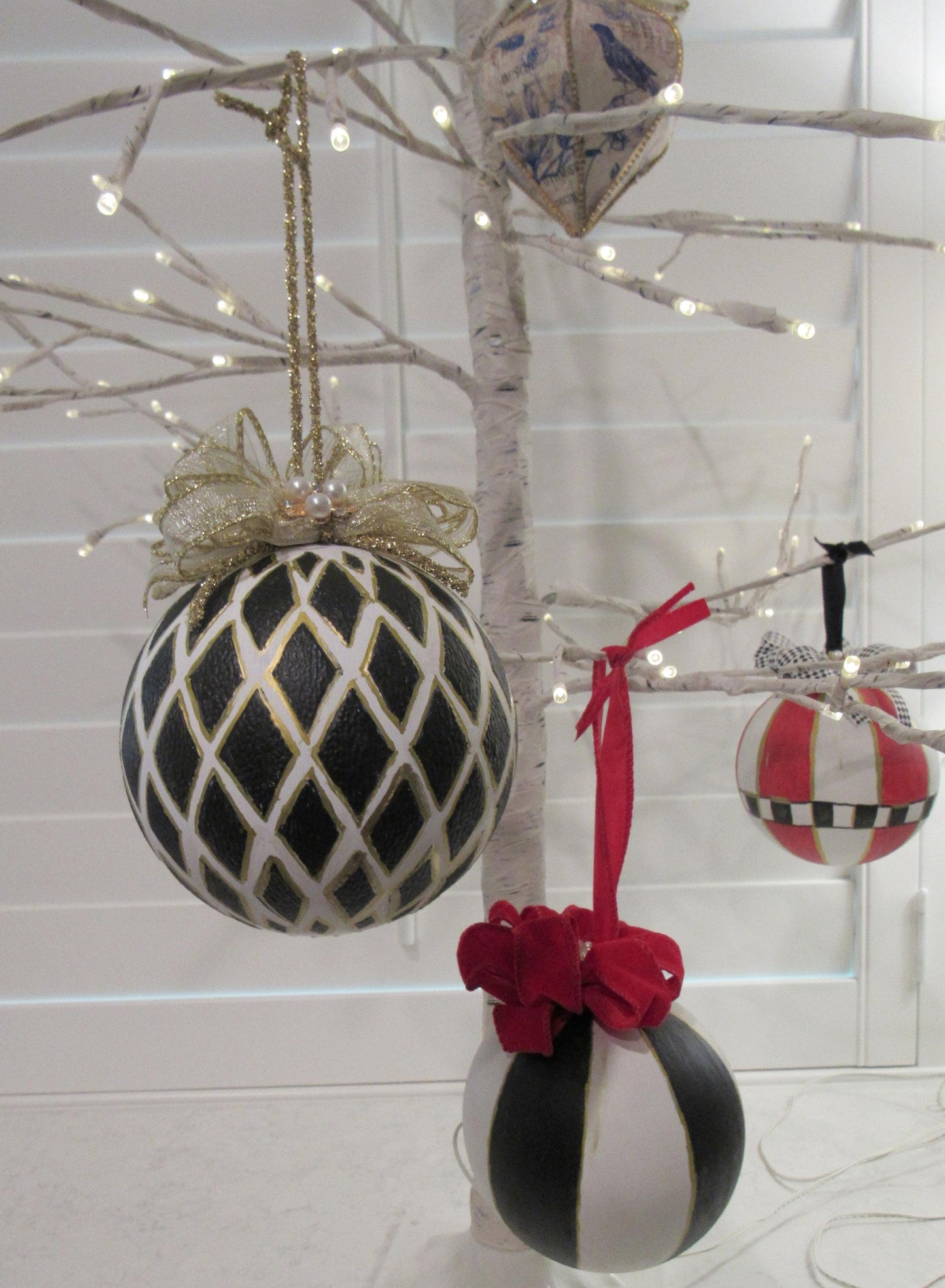 Whimsical handpainted large christmas baubles