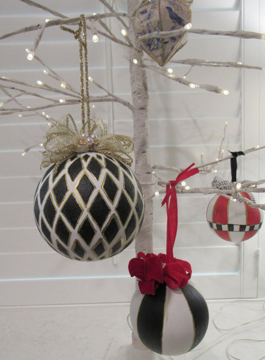 Whimsical handpainted large christmas baubles