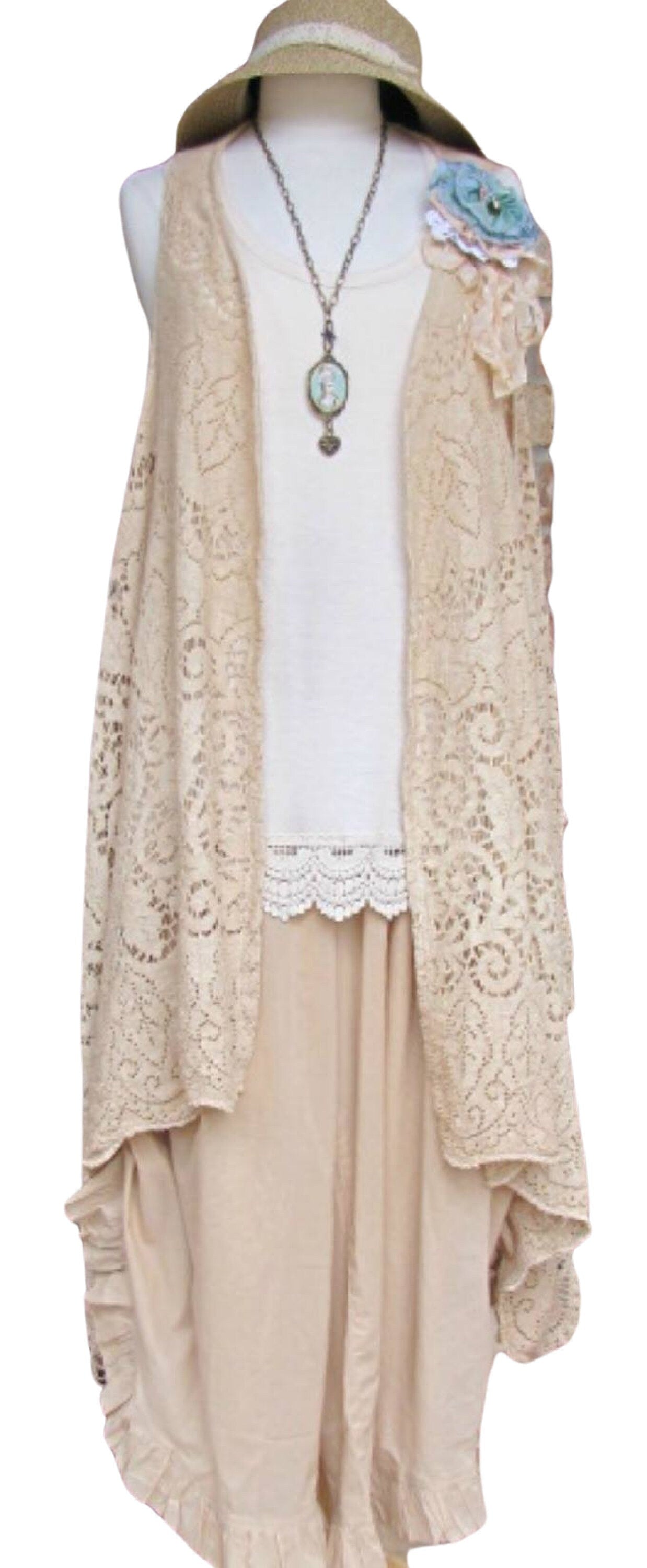 Wide Leg Cotton Capri Pants: One Size Ruffle Tie, Elastic Waist