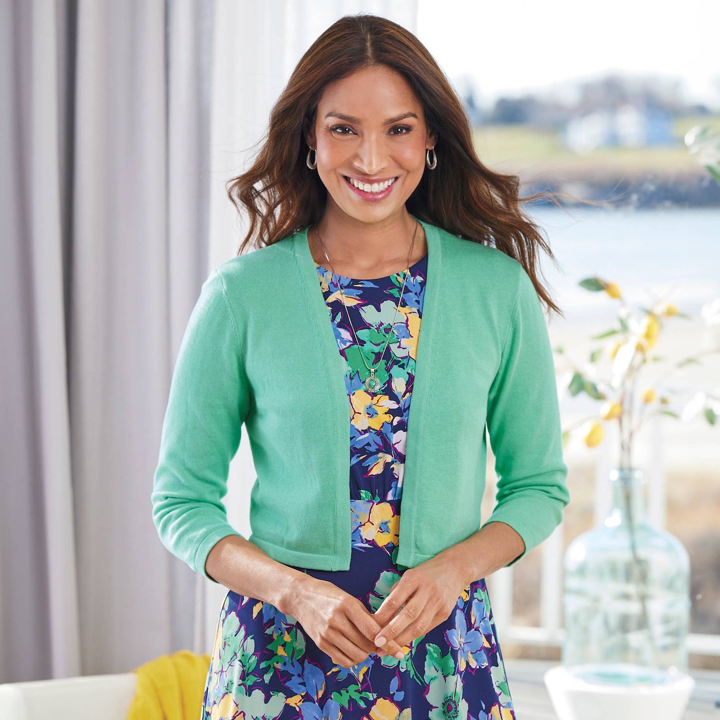 Three Quarter Sleeve Cotton Shrug