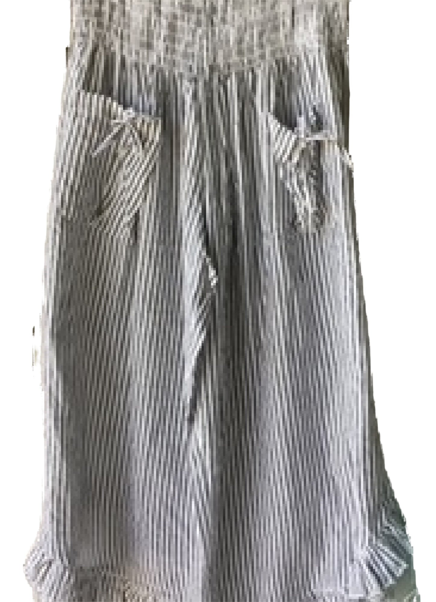 Wide Leg Cotton Capri Pants: One Size Ruffle Tie, Elastic Waist