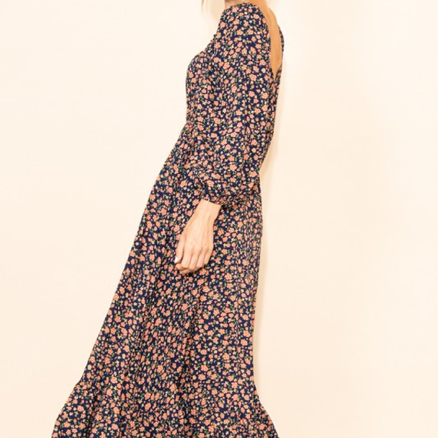 Reversible Floral Wide Flare Maxi Dress - Midnight