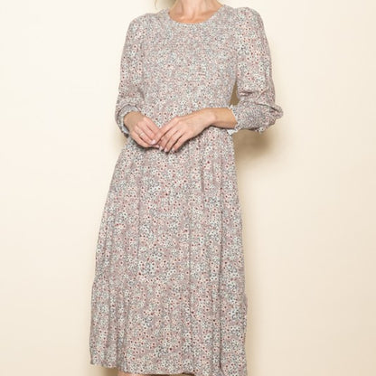 Blossom Floral Smocked Tiered Midi Dress