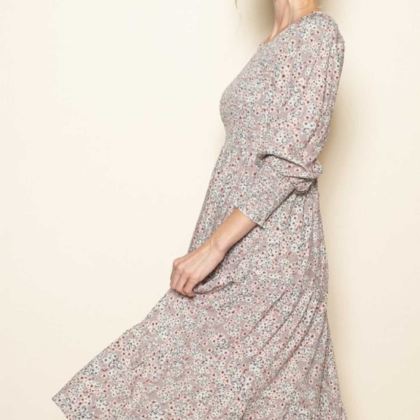 Blossom Floral Smocked Tiered Midi Dress