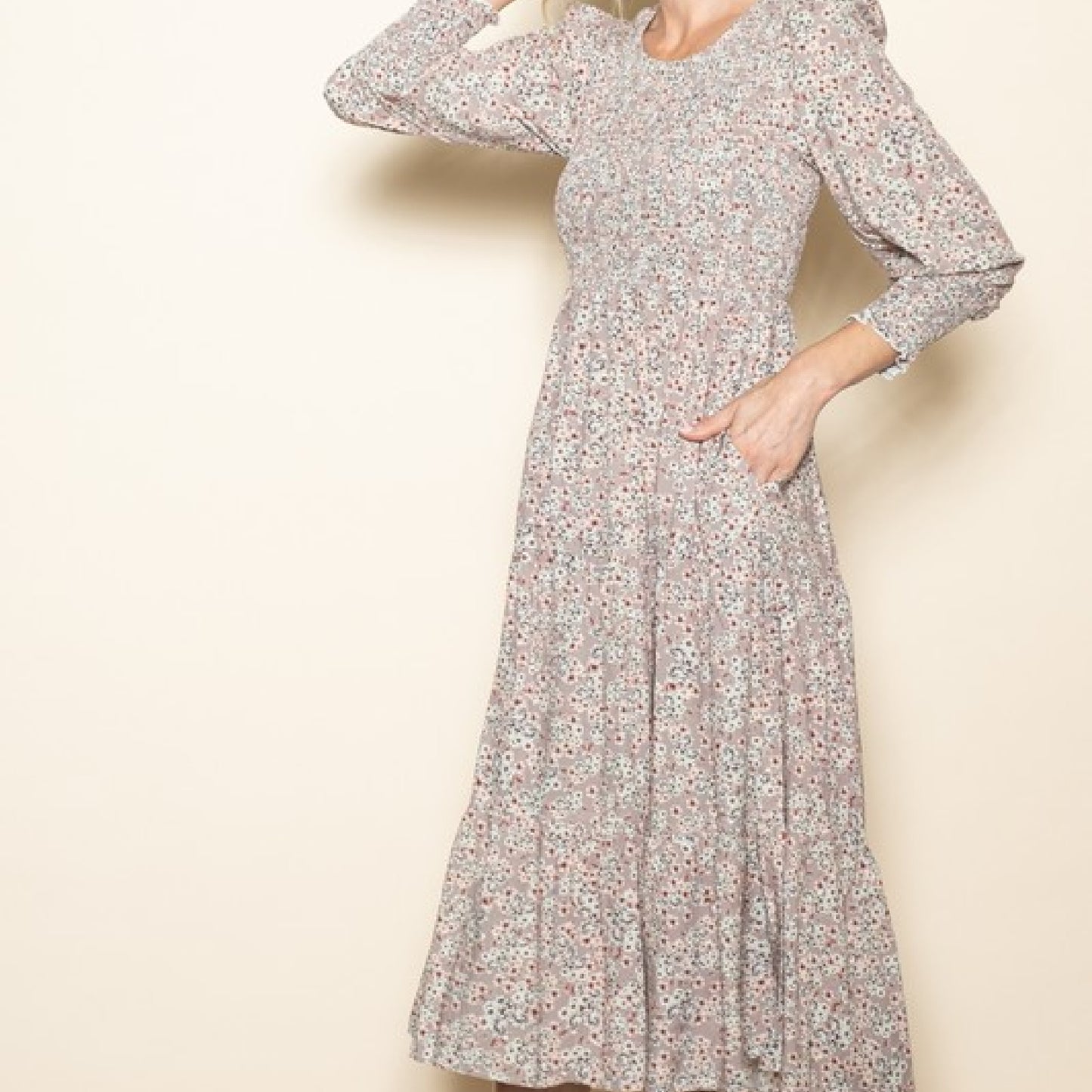 Blossom Floral Smocked Tiered Midi Dress