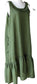 Sage Green Linen Dress - Ruffle Collar Midi with Pockets and Tiered Hem
