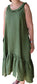 Sage Green Linen Dress - Ruffle Collar Midi with Pockets and Tiered Hem