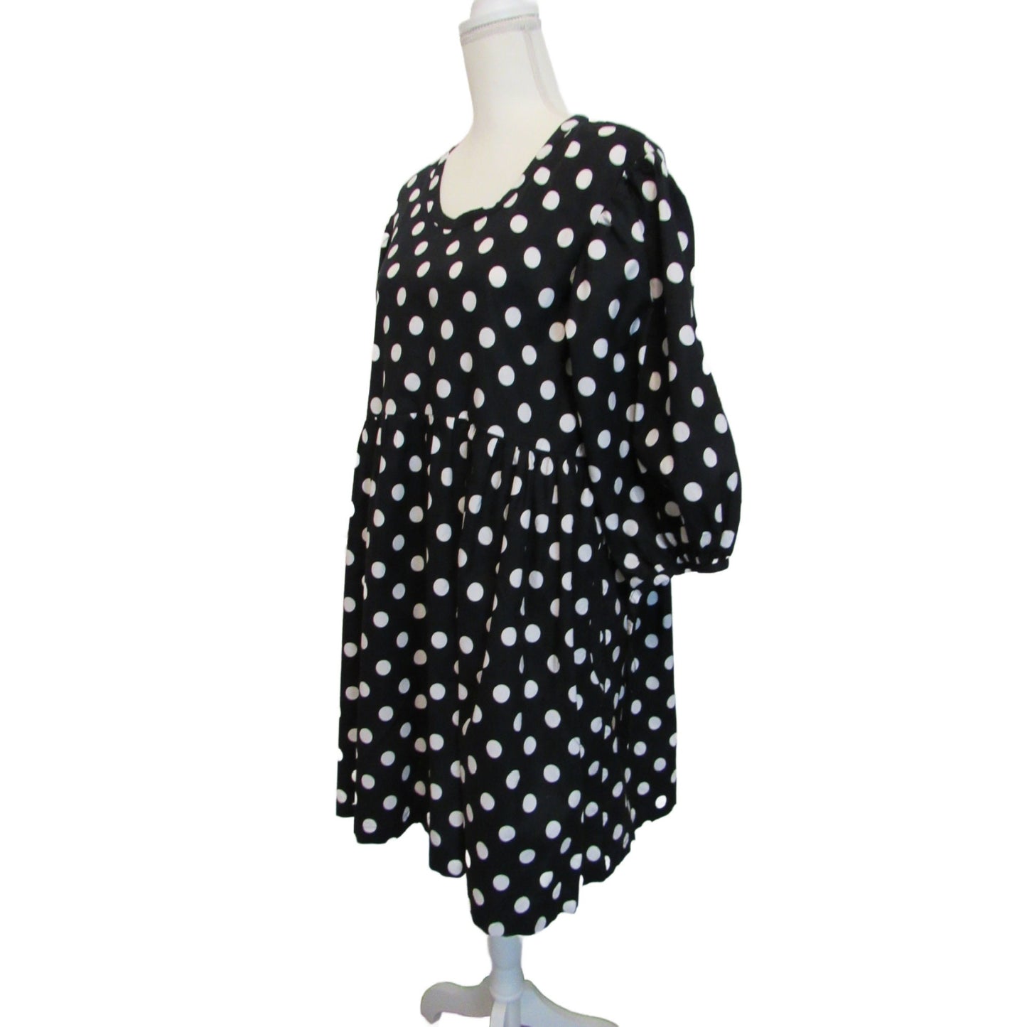Black and White Polka Dot Cotton Tunic Dress - Penelope