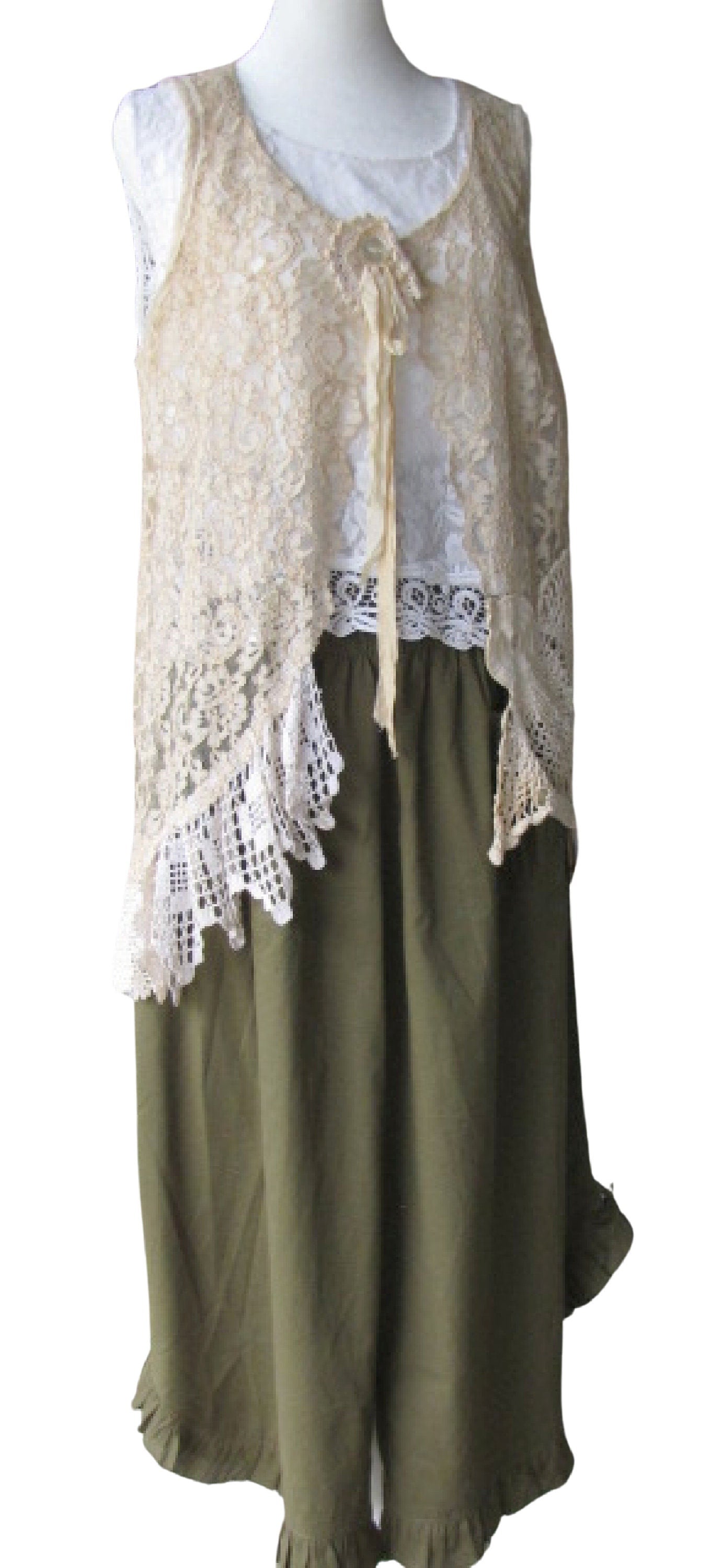 Wide Leg Cotton Capri Pants: One Size Ruffle Tie, Elastic Waist