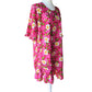 Hot Pink Floral Tunic Dress - Short Ruffle Sleeve Cotton Dress with Ruffle Hem & Pockets (XS)