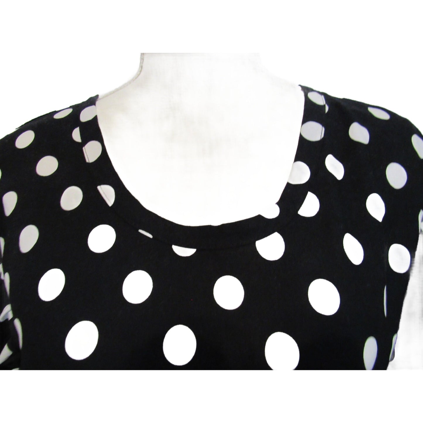 Polka Dot Cotton Tunic Dress, Empire Waist Tie, 3/4 Sleeve