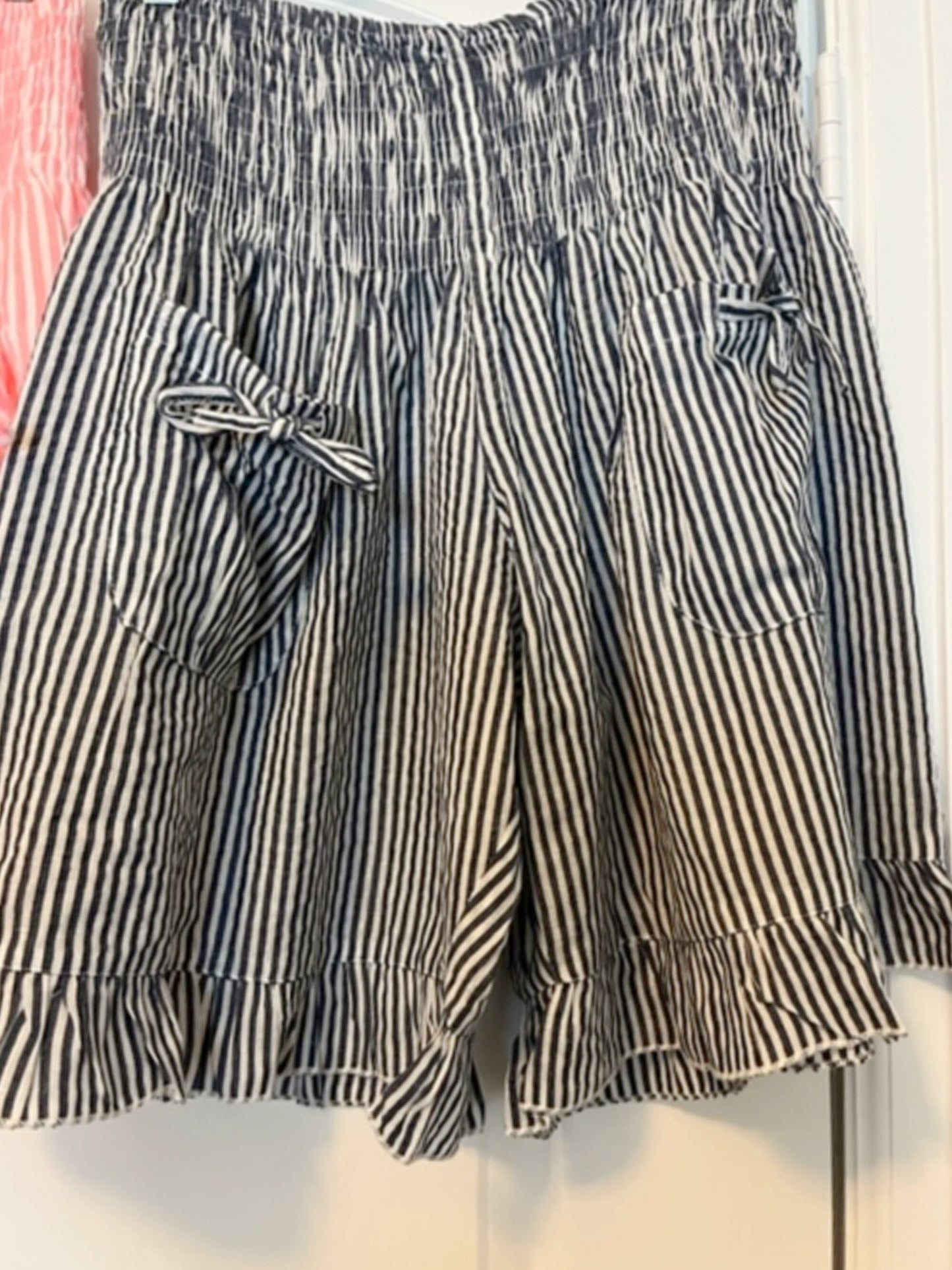 Cotton Shorts, Ruffle Legs, Tie Pockets, One Size, loose fitting