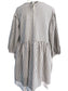 Cotton Ticking Tunic Dress - 3/4 Sleeve, Empire Waist, Eyelet Lace - Made in USA