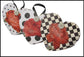 Handmade Black & White Heart Decor with Red Roses - Set of 3