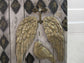 Handmade angel wings and bird decorative picture on wood