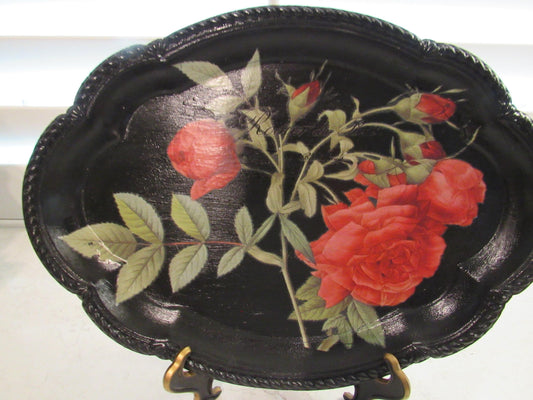 Black and red tole tray style tray