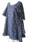 Floral Cotton Swing Top - Navy Blue Ruffle Tunic, Size Small