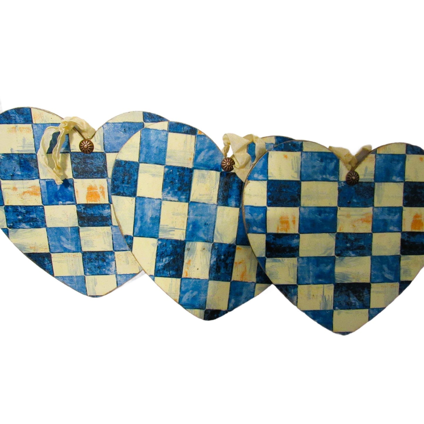 Blue and cream handmade heart home decor