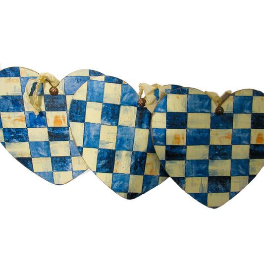 Blue and cream handmade heart home decor