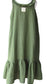 Sage Green Linen Dress - Ruffle Collar Midi with Pockets and Tiered Hem