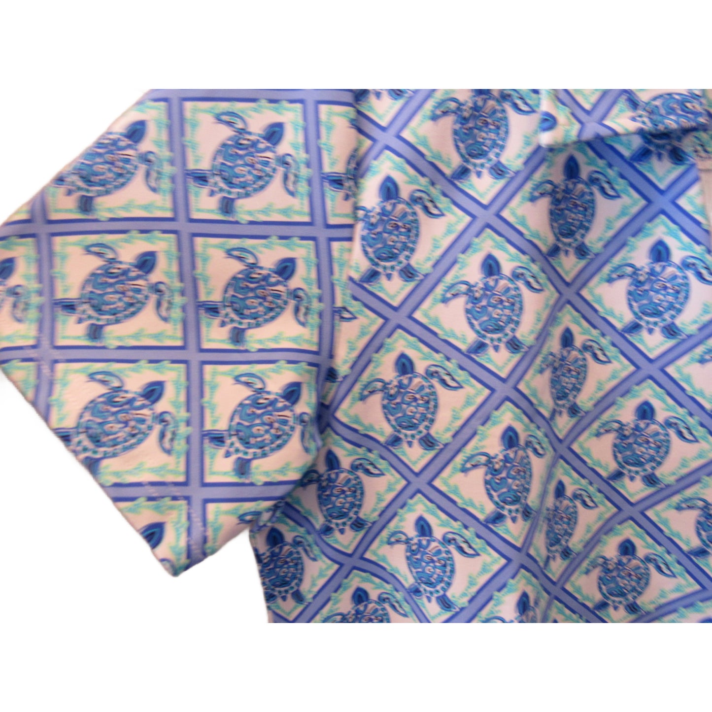 Lulu-B Turtle Print Polo - Short Sleeve Golf & Resort Wear Top