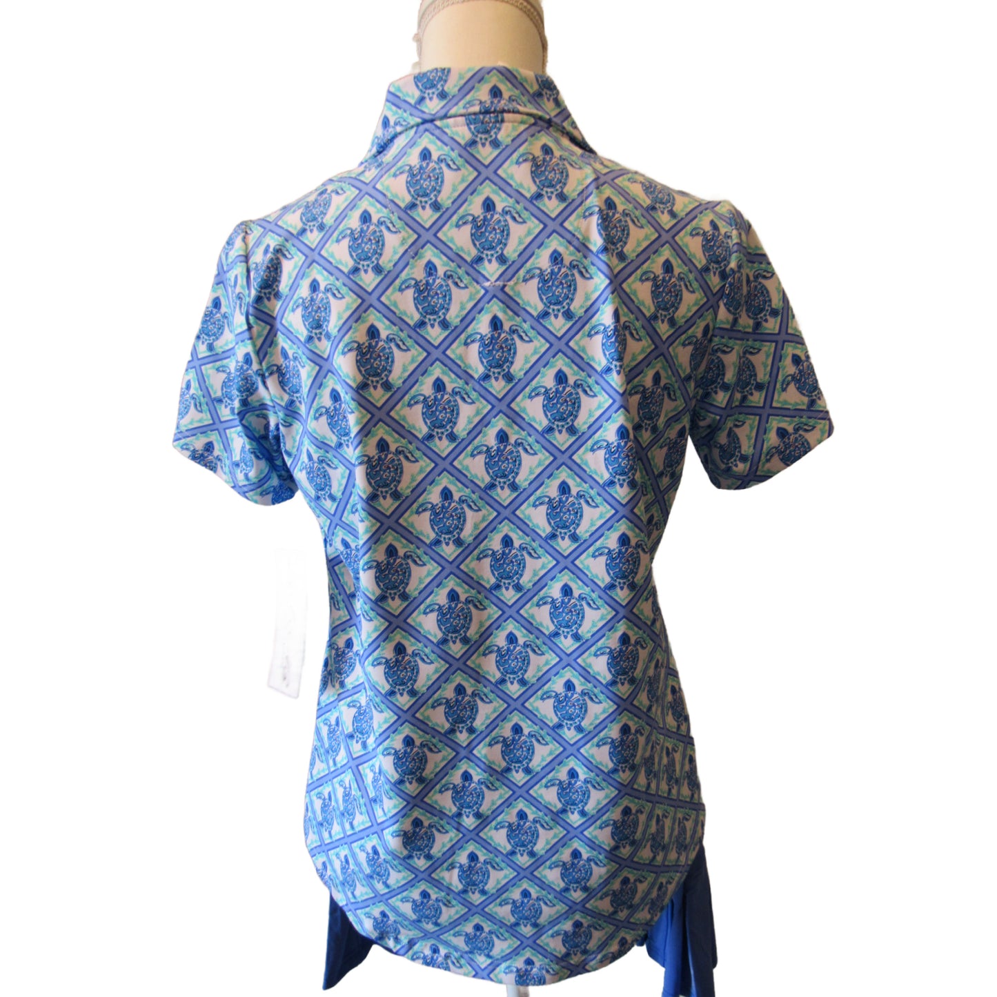 Lulu-B Turtle Print Polo - Short Sleeve Golf & Resort Wear Top