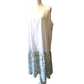 White Cotton Tank Slip Dress with Green Floral Ruffle