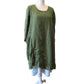 White Cotton Tank Slip Dress with Green Floral Ruffle