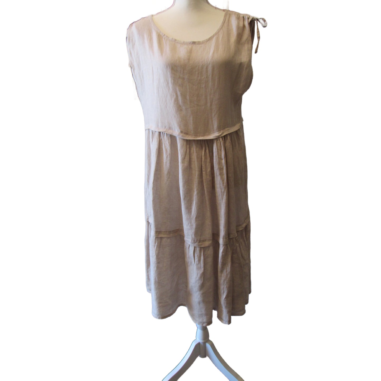 Ladies Sleeveless Italian Linen Tiered Dress