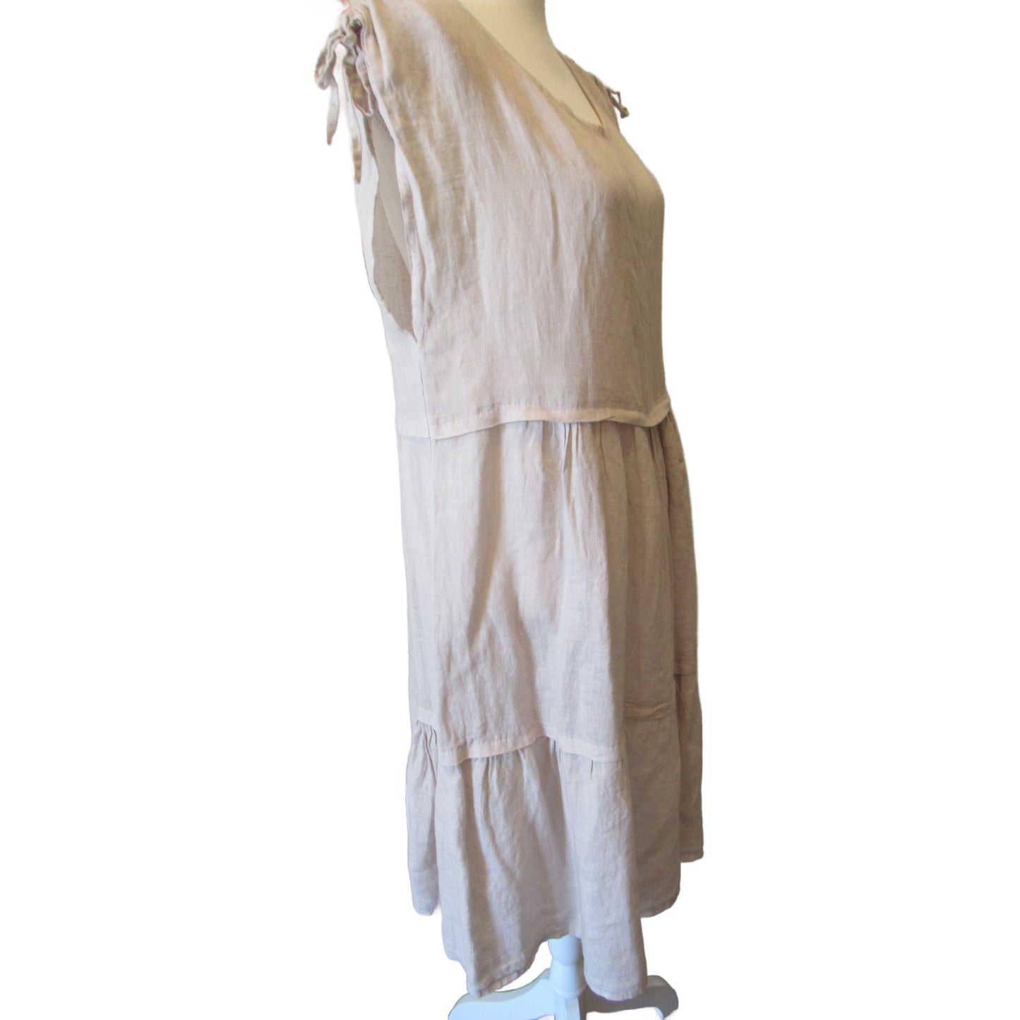 Ladies Sleeveless Italian Linen Tiered Dress