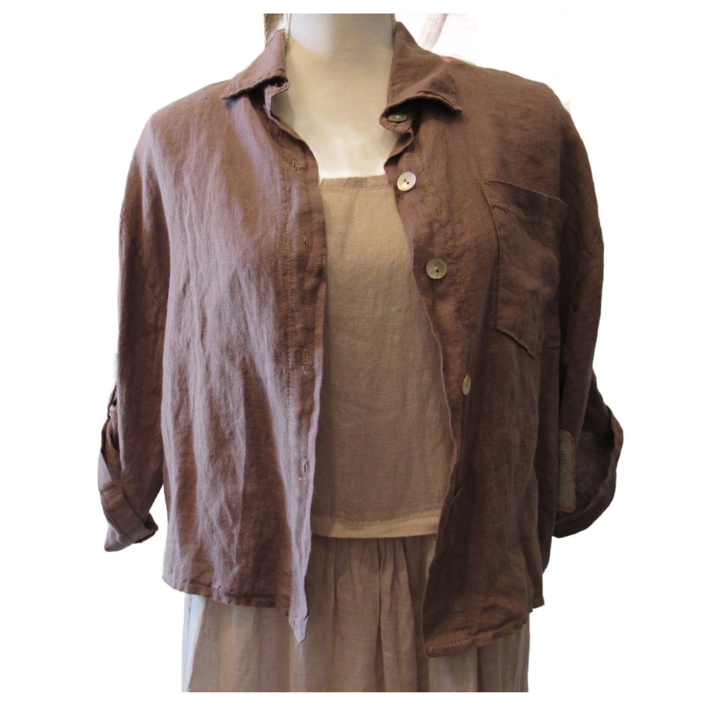 Cropped Italian Linen Jacket | Mocha