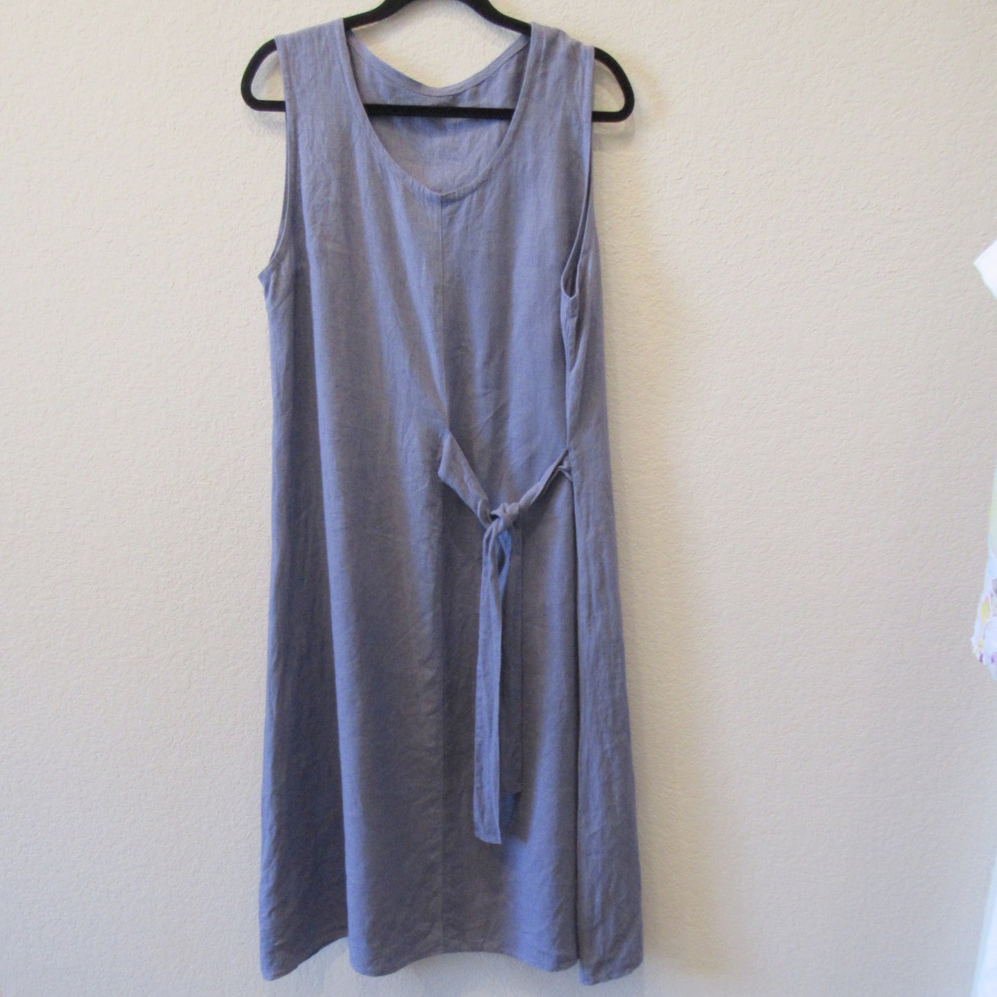 Italian Linen Sleeveless Midi Dress with Side Tie | One Size