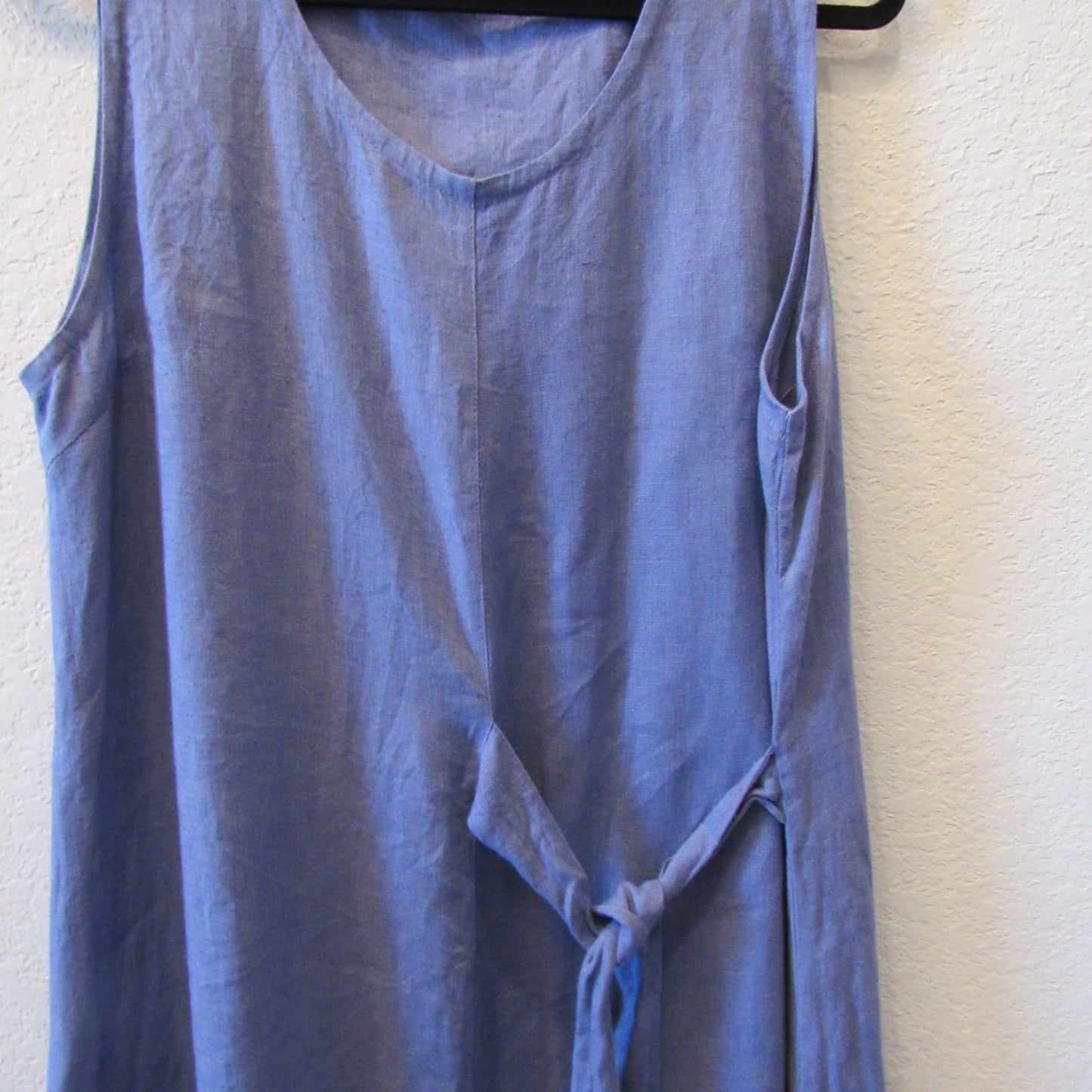 Italian Linen Sleeveless Midi Dress with Side Tie | One Size