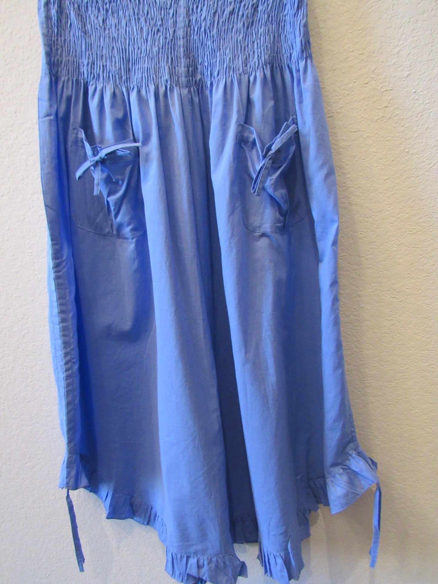Cotton Wide Leg Bloomer Pants - Solid Colors with Elastic Waist & Tie Pockets