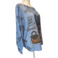 Loowie Sparkle Graphic Knit Sweater - Blue - One Size
