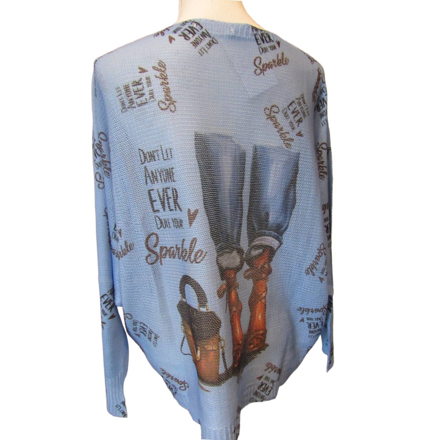 Loowie Sparkle Graphic Knit Sweater - Blue - One Size