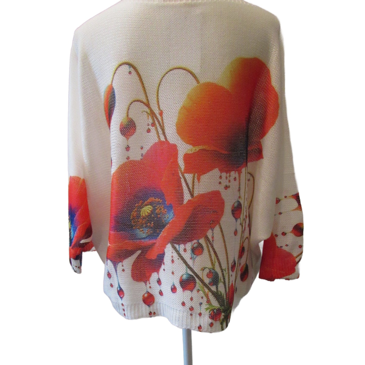 Loowie Red Poppy Floral Knit Sweater - One Size