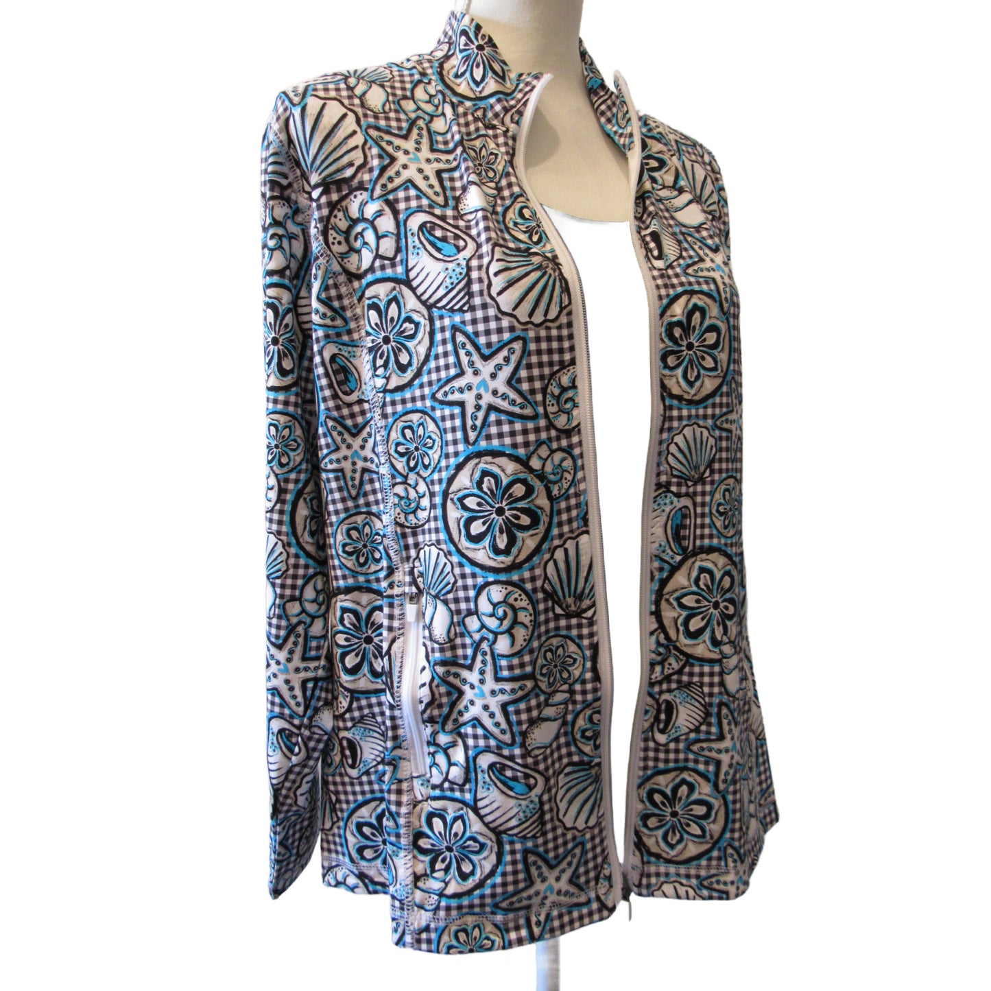 Lulu-B Coastal Seashell Print Full-Zip Jacket | UPF 50+