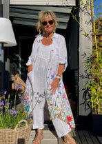 Italian White Linen Wide-Leg Jumpsuit