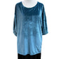 L&B Life Luxe Velvet Top: Teal Turquoise with Gathered Sleeves
