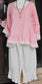Ladies 100% Pink Linen Ruffle Rosie Top with Venise Lace