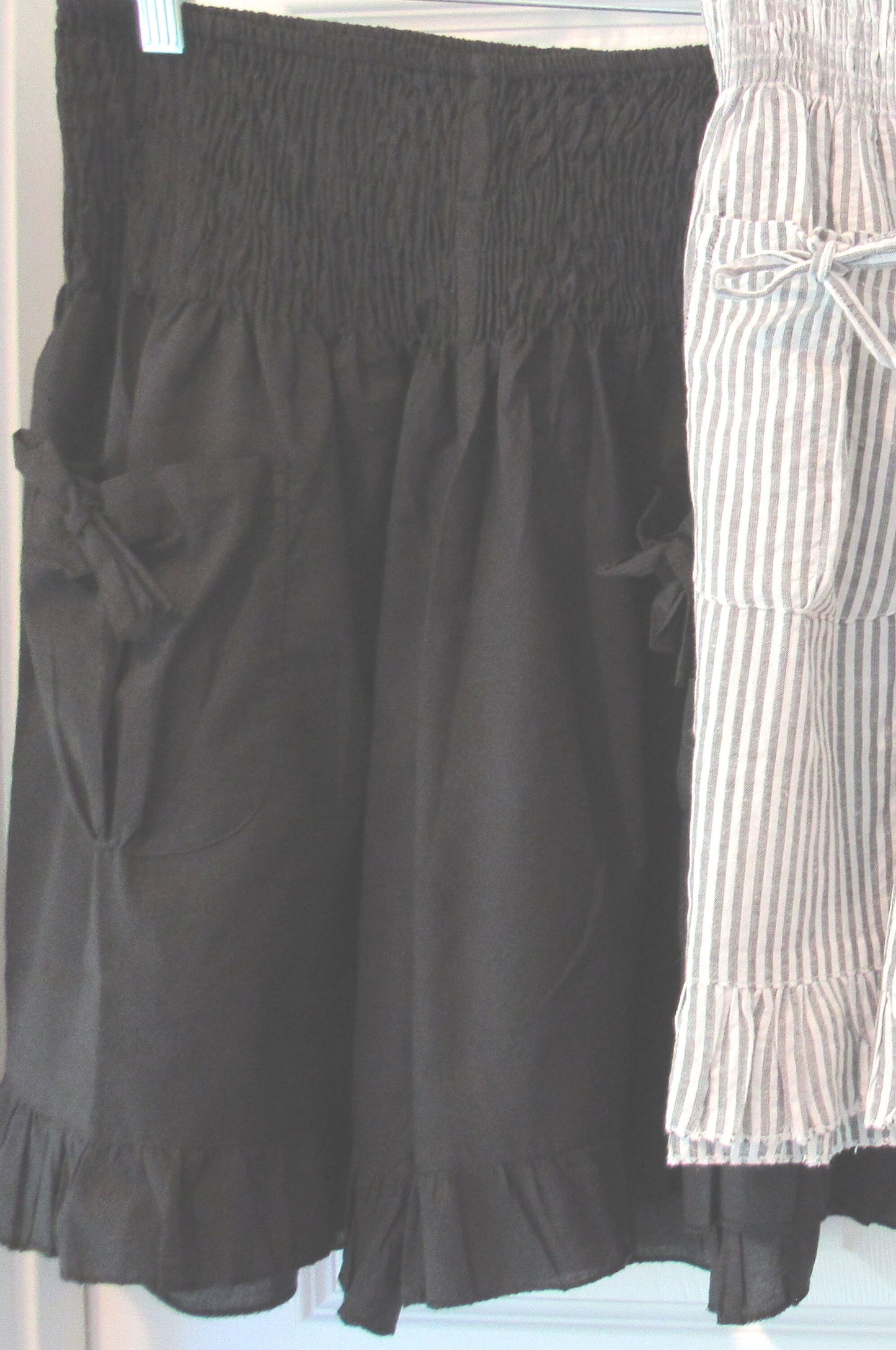 Cotton Shorts, Ruffle Legs, Tie Pockets, One Size, loose fitting