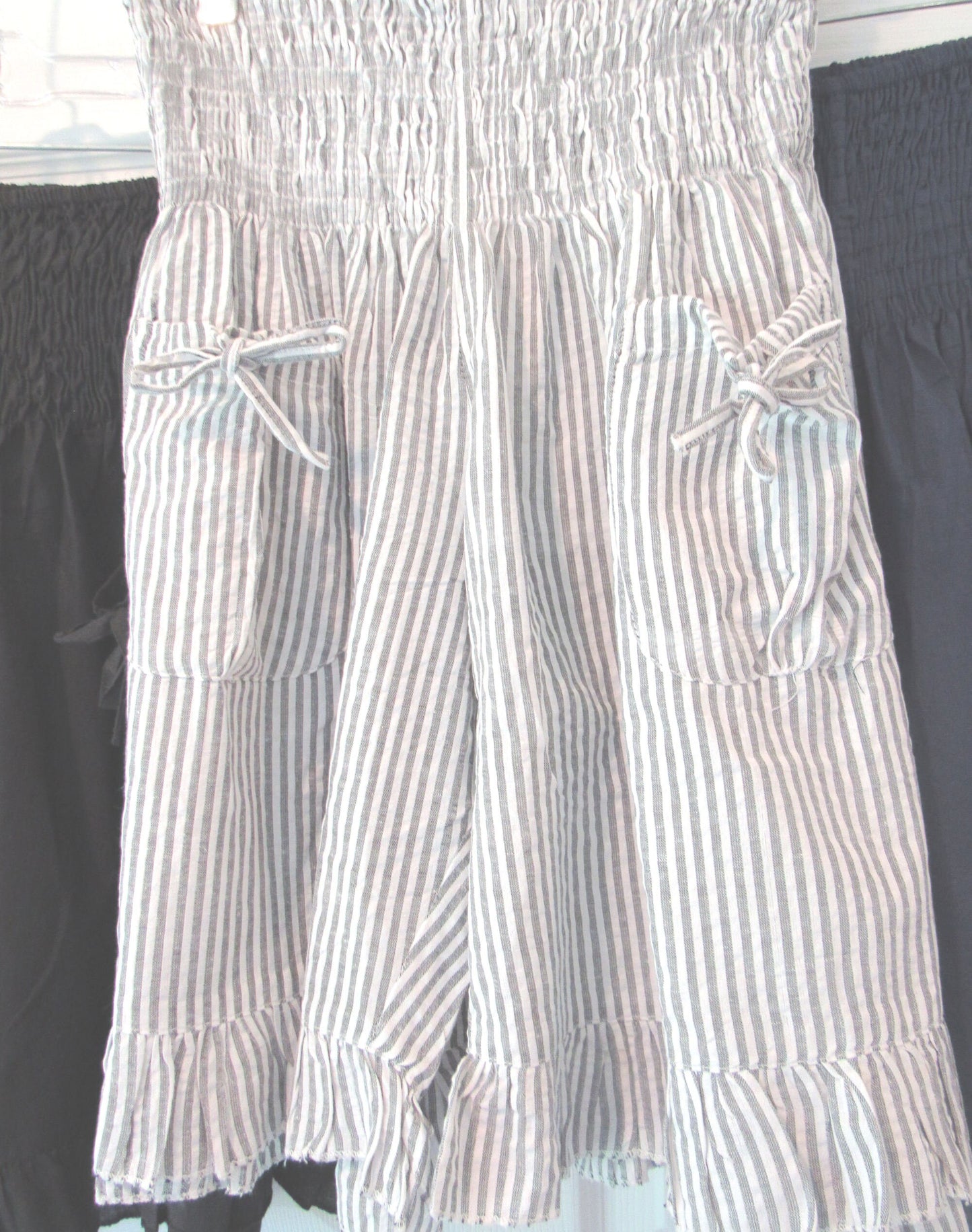 Cotton Shorts, Ruffle Legs, Tie Pockets, One Size, loose fitting