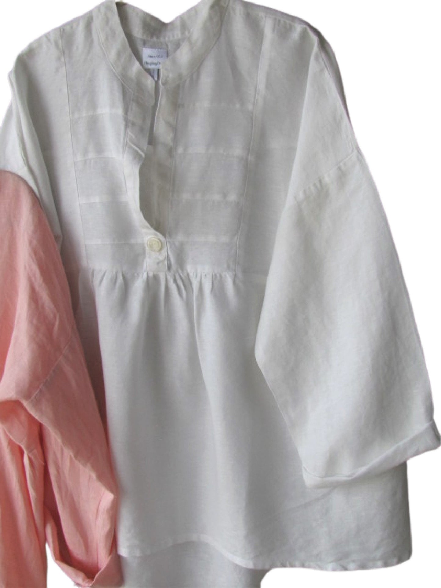 Linen Tunic Top, 3/4 Sleeve, Loose Fit (Fits up to Size 16)