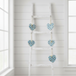 Handmade Blue & Cream Checkered Heart Decor - Set of 3